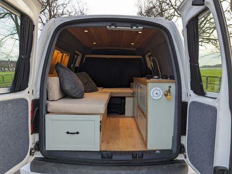 Bespoke Caddy Maxi Campervan - 2.0 TDI Euro 6 (no ULEZ charge) | Quirky Campers Caddy Maxi Camper, Small Camper Interior, Small Camper Vans, Caddy Camper, Vw Caddy Maxi, Minivan Camper Conversion, Caddy Van, Quirky Campers, Caddy Maxi