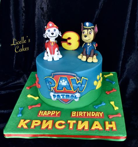 Chase and Marshall on buttercream cake. Chase And Marshall, Paw Patrol Cake, Buttercream Cake, Paw Patrol, Butter Cream, Birthday Cake, Happy Birthday, Baking, Cake