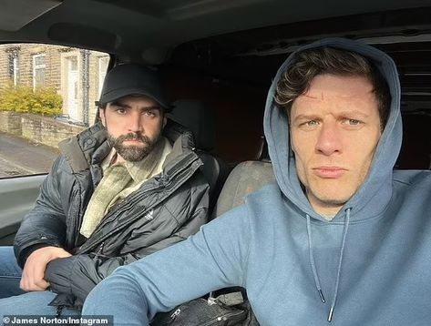 James Norton sends Happy Valley fans wild as he shares a cheerful selfie | Daily Mail Online James Norton Happy Valley, Tommy Lee Royce, Sophie Rundle, Sarah Lancashire, James Lee, Behind The Scenes Photos, James Norton, Bbc Drama, Broken Home