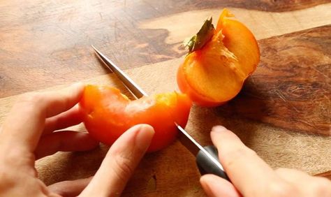 How To Eat Persimmon, Sharon Fruit, Persimmon Recipes, Persimmon Fruit, Fall Fruit, Canned Blueberries, Scones Ingredients, Fall Fruits, Eat Salad