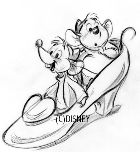 Jaq and Gus. Disney Gus Gus Tattoo, Cinderella Mouse Tattoo, Disney Sketch Tattoo Sleeve, Cinderella Mouse Drawing, Cute Disney Sketches, Cinderella Tattoo Ideas, Jaq Cinderella, Steve Thompson Disney, Gus Cinderella