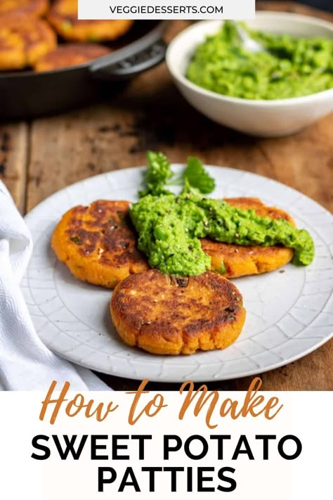 Sweet Potato Pancakes Savory, Sweet Potato Burger Patties, Fritata Recipe Sweet Potato, Vegan Sweet Potato Patties, What To Do With Mashed Sweet Potatoes, Sweet Potato Fritters Recipe, Sweet Potato Cakes Recipes, Sweet Potato Burger Recipe, Sweet Potato Mashed Potatoes Healthy