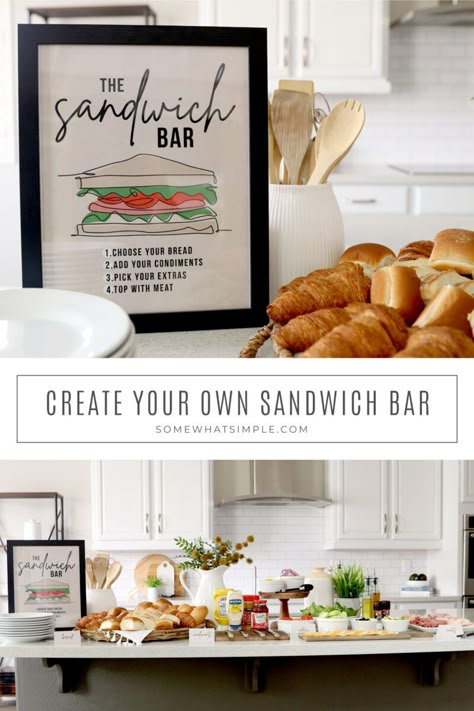 Diy Sandwich Bar, Sub Sandwich Bar Ideas Party, Sub Station For Party, Deli Sandwich Bar, Build Your Own Sandwich Bar Ideas, Party Sub Sandwiches Ideas, Panini Bar Ideas, Sandwich Bar Ideas Parties, Sub Sandwich Ideas Party