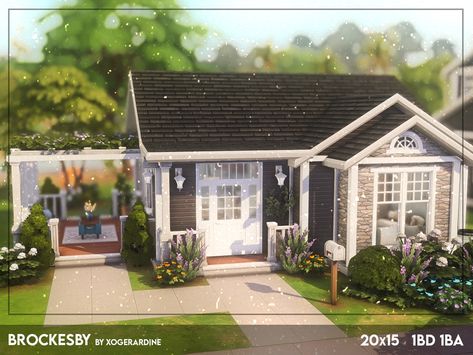 The Sims Resource - Brockesby (TSR only CC) The Sims 4 Lots Cc, Sims 4 Cc Small House, Sims 4 Cc Furniture The Sims Resource, Very Small House, The Sims 4 Lots, Sims 4 Kitchen, 1 Bedroom House, Cc Furniture, Sims 4 Bedroom