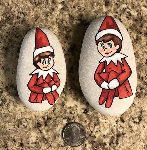 Elf Painted Rocks, Christmas Rocks, Garden Rocks, Garden Rock Art, Rocks Painted, Painted Rocks Kids, Christmas Rock, Painted Rocks Craft, Rock Ideas