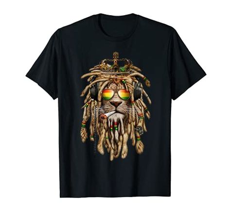 Rasta Clothes, Leo King, Rasta Lion, Lion Gifts, Lion Shirt, Lion Tshirt, Leo Birthday, Round Neck Shirt, Love And Pride