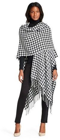 $24, Oversized Houndstooth Blanket Wrap Scarf Black And White. Sold by Target. Click for more info: https://lookastic.com/women/shop_items/382272/redirect