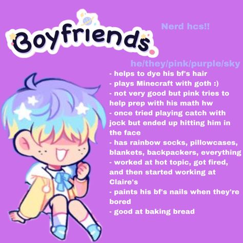 #boyfriendsnerd #nerdboyfriends #boyfriendswebtoon #boyfriends #boyfriendsslander (to get the haters mad) #boyfriendsappreciation Boyfriends Webtoon Headcanons, Boyfriends Headcanons, Boyfriends Webtoon, Boyfriends Slander, Rainbow Socks, How To Play Minecraft, Playing With Hair, Getting Fired, Purple Sky