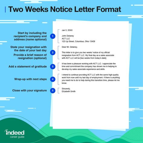 How to Give Two Weeks' Notice (With Examples) | Indeed.com Two Weeks Notice Letter, Resignation Template, Short Resignation Letter, Two Weeks Notice, A Formal Letter, Resignation Letter Sample, Resignation Letters, Leaving A Job, Staff Motivation