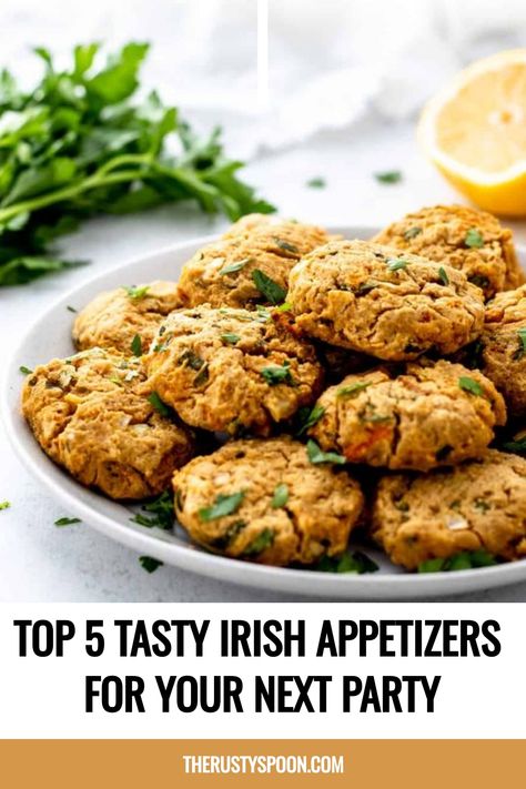 Tasty Irish Appetizers Irish Themed Appetizers, Irish Appetizers Easy, Irish Appetizers, Rusty Spoon, Creamy Potato Leek Soup, Salmon Appetizer, Cheese Stuffed Mushrooms, Baked Falafel, Cocktail Appetizers