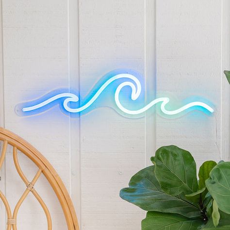 Beachy Neon Sign, Beach Bedroom Wall Decor, Ocean Office Decor, Blue Beach Room Aesthetic, Ocean Themed Bedroom For Teens, Room Ideas Ocean, Teal Room Aesthetic, Blue Teen Bedroom, Cute Room Decor For Teens