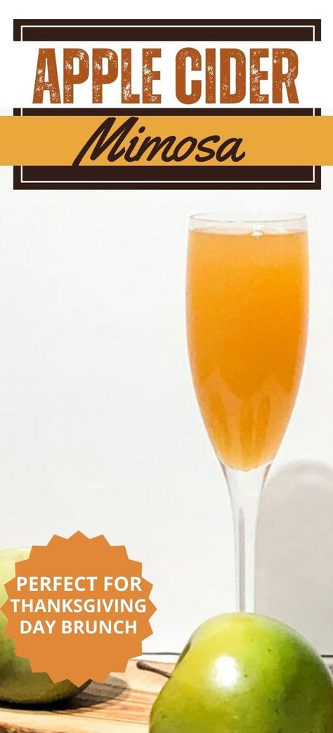 apple cider mimosa Champagne Apple Cider Cocktail, Fall Mimosa Recipe, Fall Mimosa, Apple Cider Mimosa Recipe, Cider Mimosa, Sparkling Apple Cider, Cider Mimosas, Apple Cider Mimosa, Thanksgiving Brunch