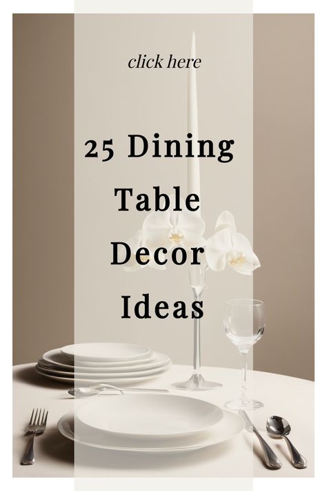 25 dining table decor ideas with a minimalist table setting featuring white plates, flowers, and a candle. Dining Table Decorations For Home, Table Decor Centerpiece Ideas, Elegant Dining Table Decor, Small Bistro Table, Creative Dining Table, Table Decorations For Home, Dining Table Decor Centerpiece, Dining Table Decor Ideas, Dining Table Decorations