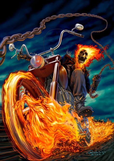 Ghost Rider Gost Rider, Ghost Rider Images, Ghost Rider Wallpaper, Cartoon Artwork, Marvel Superhero Posters, Superhero Villains, Power Girl, Marvel Comic Universe, Ghost Rider