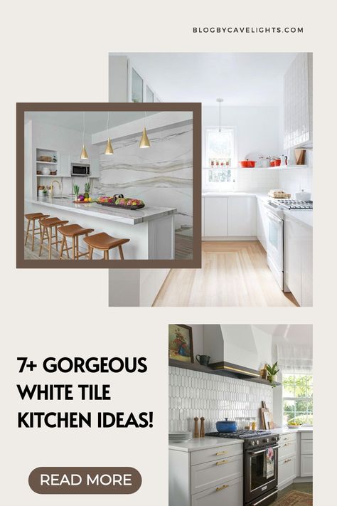 7 white tile kitchen ideas White Tile Kitchen, White Backsplash Tile, White Kitchen Ideas, Functional Kitchen Design, Kitchen Decor Styles, White Kitchen Tiles, White Tile Backsplash, White Marble Tiles, White Kitchen Decor