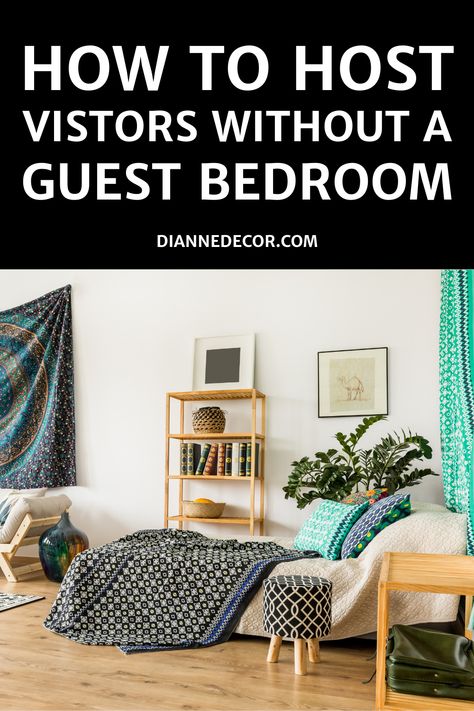 no guest bedroom solutions Hosting Guests Without A Guest Room, Temporary Guest Room, No Guest Room Solutions, Guest Room Multipurpose, Traditional Guest Bedroom, Small Guest Room, Guest Bedroom Design, Guest Bedroom Decor, Basement Apartment