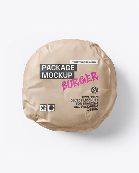 The Wrapped Burger Mockup showcases a delicious fast-food burger wrapped in craft paper, perfect for showcasing food packaging designs for food courts and street food vendors. This mockup features a matte paper bag design, emphasizing the tasty and convenient takeaway experience of this classic hamburger. Bread Burger, Food Wrapping Paper, Food Courts, Paper Bag Design, Biscuit Bread, Food Pack, Craft Packaging, Food Business, Packaging Designs