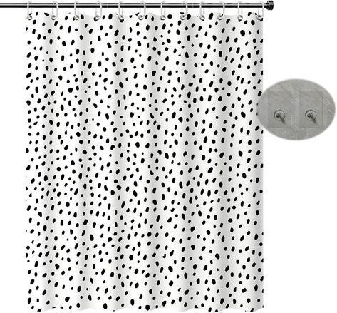 Amazon.com: HULEBIN black polka dot shower curtain fabric for bathroom, small cute trendy design black polka dots on white waterproof Polyester fabric bathtub shower curtain for kids,72x72 inches : Home & Kitchen Polka Dot Shower Curtain, Bathtub Shower Curtain, Shower Curtain White, Black And White Shower Curtain, Curtain White, Fabric Curtain, White Shower Curtain, White Shower, Kids Curtains