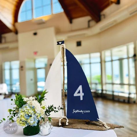 Wedding & Event Decor – Maine Salty Girl Coastal Wedding Tablescape, Nautical Centerpiece Ideas, Nautical Wedding Centerpieces, Vintage Nautical Wedding, Sailboat Wedding, Driftwood Wedding, Driftwood Sailboat, Nautical Wedding Inspiration, Diy Beach Wedding