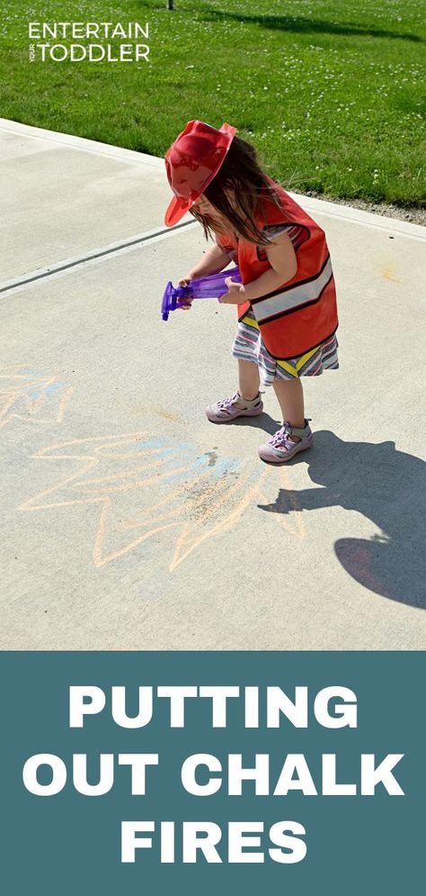 Calling all firefighters! Check out this fun outdoor activity to do with chalk!  . . . . #EntertainYourToddler #playathome #toddlerplay #activitiesforkids #kidsactivities #toddler #toddlerfun #toddleractivities #activitiesfortoddlers #kidsactivitiesblog #preschoolactivity #openendedplay #childhoodunplugged #parenting #toddlerplay #childhoodunplugged #activitiesforkids Fire Safety Lesson Plans, Fire Safety Preschool Crafts, Preschool Outdoor Activities, Fire Safety Theme, Community Helpers Activities, Fire Safety Activities, Fire Safety Preschool, Fire Safety Week, Fire Crafts