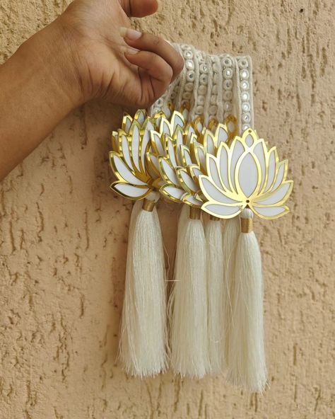 10" long lotus hangings . A give away as a sling tassels ,car hangings and many innovative ways to use DM us for more details or WhatsApp us on 9867422790 Diwali Theme, Handmade Decorative Items, School Fair, Diy Diwali Decorations, Diwali Decor, Diwali Craft, Diwali Diy, Handmade Wall Decor, Boutique Dress Designs