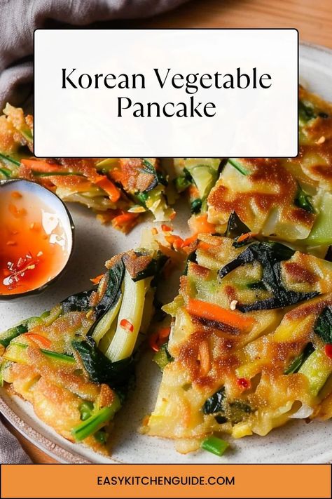 Enjoy the authentic taste of Korean Vegetable Pancake with our flavorful recipe. Crispy, savory, and packed with wholesome veggies for a delightful culinary experience. Korean Vegetable Pancakes, Pancake Easy, Vegetable Pancake, Korean Salad, Scallion Pancake Recipe, Korean Vegetables, Vegetable Pancakes, Kitchen Guide, Cozy Weekend