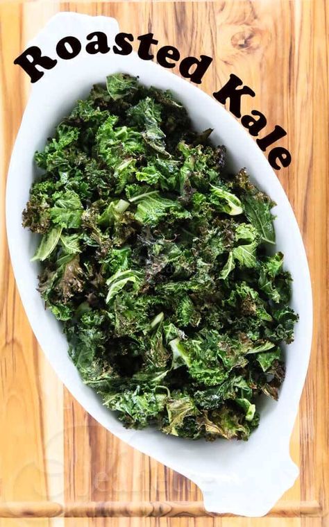 Garlic Roasted Kale Recipe ~ http://jeanetteshealthyliving.com Roasted Kale Recipes, Roasted Kale, Fitness Snacks, Kale Recipe, Salad Kale, Kale Recipes, Veggie Dishes, Healthy Easy, 21 Day Fix