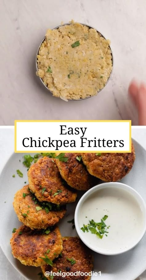 Easy Chickpea Patties, Easy Chickpea Fritters, Chickpea Easy Recipes, Chickpea Burgers Easy, Chickpea Patty Recipes, Recipes With Chickpeas Easy, Recipes For Chickpeas, Chickpea Fritters Vegan, Cooked Chickpea Recipes