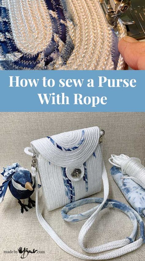 How To Make A Purse, Sew A Purse, Diy Rope Design, Rope Sewing, Rope Purse, Rope Basket Tutorial, Diy Bag Making, Rope Bowls, Diy Rope Basket