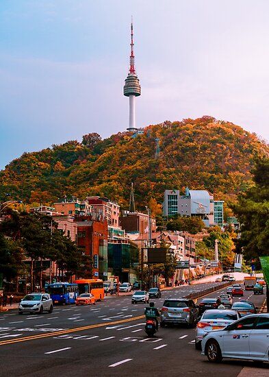 N Seoul Tower Aesthetic, Namsan Tower Seoul Wallpaper, Seoul Tower Aesthetic, Namsan Tower Seoul Aesthetic, Seoul Namsan Tower, Seoul Sunset, Korea Seoul Aesthetic, Kota Seoul, Korea Sunset