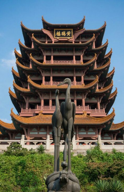 Yellow Crane Tower, China Temple, Mind Soul Spirit, Aesthetic Architecture, Chinese Mandarin, Asian Architecture, History Architecture, Anime Poster, Chinese Architecture