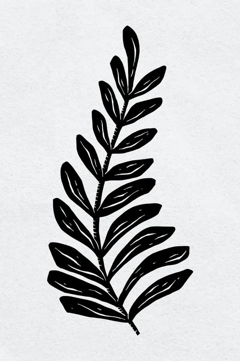 Leaf black linocut vector vintage drawing | premium image by rawpixel.com / Aum Linocut Plants, Linocut Stencil, Linocut Leaves, Floral Linocut, Leaf Linocut, Linocut Pattern, Linoleum Prints, Botanical Tshirt, Linoleum Print