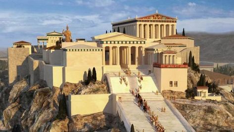 Greek Castle, Greek Buildings, Greece Architecture, Architecture Antique, Ancient Athens, Ancient Greek City, Rome Antique, Ancient Greek Architecture, Roman Architecture