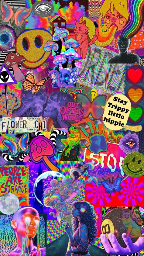 Aesthetic Trippy Collage Trippy Collage, Aesthetic Trippy, Eyestrain Art, Trippy Aesthetic, Hippie Wallpaper, Weird Art, Aesthetic Collage, Brand Colors, Pretty Nails