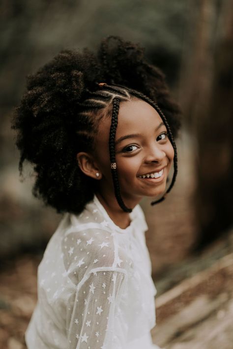 21 Easy Hairstyles For Black Kids | ThriveNaija Medium Twist Braids, Braids With Fade, Trendy Braids, Cute Hairstyles Updos, Basic Hairstyles, Fade Hair, Hairstyles For Black Kids, Natural Braided Hairstyles, Hair Puff