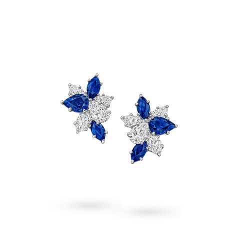 Harry Winston Diamond Earrings, Harry Winston Jewelry, Harry Winston Diamond, Sapphire And Diamond Earrings, Geek Jewelry, Bullet Jewelry, Diamond Cluster Earrings, Jewelry Lockets, Harry Winston