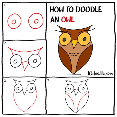 How to Doodle an Owl Doodles Step By Step, Tie A Necktie, Draw Doodles, How To Doodle, Doodle A, Drawing Procreate, Snow Owl, You Doodle, Owls Drawing