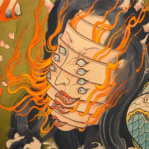 Mike Dorsey, La Tattoo, Japanese Mythology, Japanese Horror, Japanese Drawings, Japanese Art Prints, Japanese Folklore, Japanese Artwork, Traditional Japanese Art