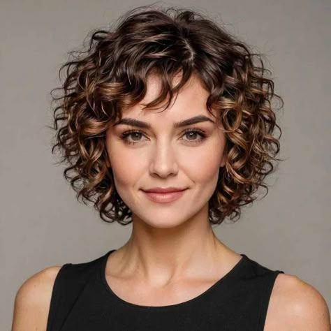 Very Curly Shag Haircut, Layered Curly Haircuts Natural Curls Short, Short Curly Hair With Bangs And Layers, Short Shaggy Curly Haircuts, Layered Curly Haircuts Natural Curls Medium, Short Curly Hair Color Ideas Highlights, Short Curly Shag Hairstyles, Curly Short Shag Haircut, Shaggy Short Hair Curly