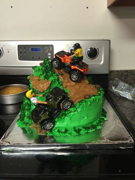 Four Wheeler Cakes For Boys, Four Wheeler Cake, 4 Wheeler Cake, Bike Party, 7th Birthday Cakes, Four Wheeler, 4 Wheeler, Quad Bike, Birthday Board