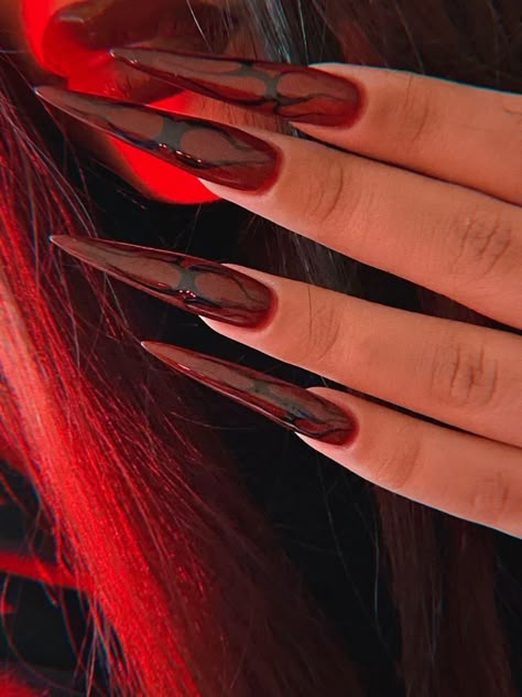 Gothic Stiletto Nails, Red Nails Stiletto, French Stiletto, Vampy Nails, Red Stiletto Nails, Fingernails Painted, Black Stiletto Nails, Long Stiletto Nails, Red Acrylic Nails