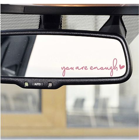 You Are Enough Rearview Mirror Decal, Vanity Mirror Stickers, Rear View Mirror Sticker, Car Mirror Decal, Car Decal For Women, Rearview Mirror Decal, Vehicle Stickers, Car Sticker Ideas, Car Mirror Decals, Self Affirmations, Family Car Decals, Rear Window Decals, Diy Stencils, Mirror Decals