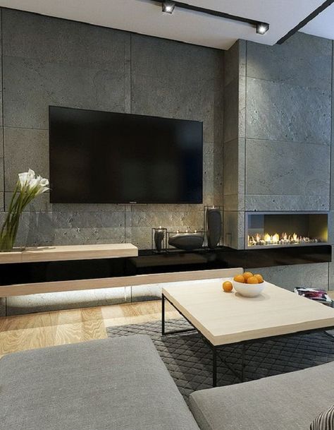 Sometimes things do not need to be emphasized. They shine with their own brilliance. Room With Fireplace, Dekorasi Kamar Tidur, Tv Wall Design, 아파트 인테리어, Living Room Tv Wall, Modern Fireplace, Fireplace Mantle, Living Room With Fireplace, Fireplace Design