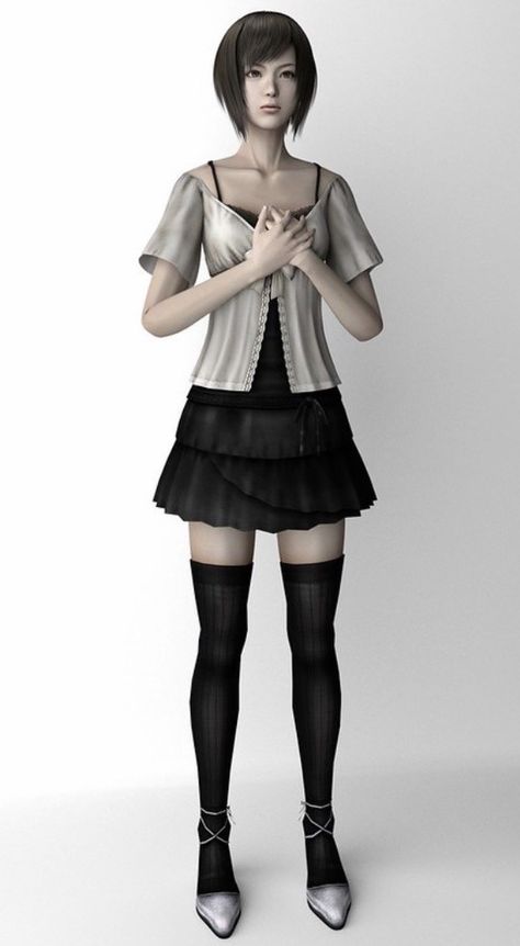 Fatal Frame Fashion, Horror Female Protagonist Fashion, Horror Game Protagonist Fashion, Japanese Horror Game Protagonist Outfit, Horror Game Female Protagonist Fashion, Fatal Frame Outfit, Video Game Outfits, Fatal Frame, Horror Video Games