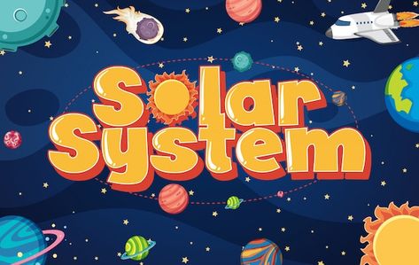 Vector poster with many planets in the s... | Premium Vector #Freepik #vector #earth-space #space-planets #planet #outer-space Planet Poster Design, Planets Poster, Planets In The Solar System, Science Exhibition, Tata Surya, Space Solar System, Earth Space, Planet Poster, Planet Design