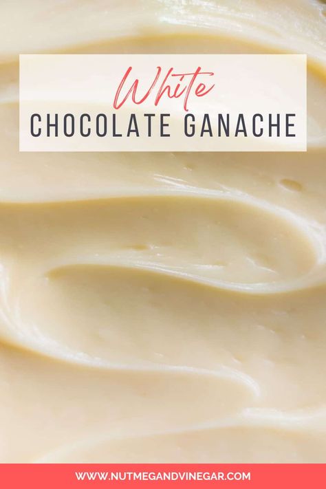 White chocolate ganache White Ganache Recipe, White Chocolate Ganache Frosting, Whipped White Chocolate Ganache, White Chocolate Ganache Recipe, White Ganache, Lindt White Chocolate, White Chocolate Filling, Chocolate Ganache Icing, Choc Ganache