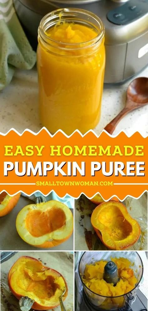 A 2-ingredient pumpkin recipe from scratch! You'll be using it for lots of fall recipes. Not only is this roasted pumpkin puree easy, but it is so much fresher and better-tasting than canned! Nothing beats homemade! Can Pumpkin, Pumpkin Puree Recipes, Food Processor Uses, Fall Favorites Recipes, Pumpkin Recipe, Homemade Pumpkin Puree, Roasted Pumpkin, How To Make Pumpkin, 2 Ingredient