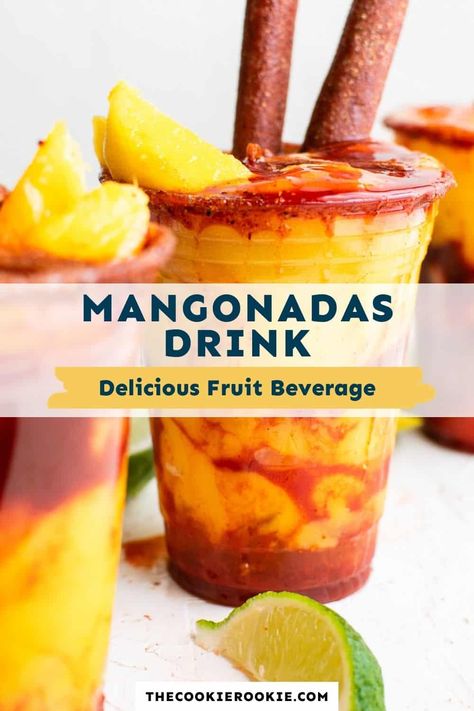 Mexican Fruit Drinks, Mangonada Recipe Alcohol, Mexican Mango Drink, Mangonada Recipe How To Make, Mangonada Shots, Non Alcoholic Mexican Drinks, Mexican Mangonada, Mexican Alcoholic Drinks, Mexican Beverages