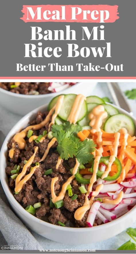 Bahn Mi Rice Bowl, Summertime Meals, Vietnamese Banh Mi, Rice Bowl Recipe, Man Recipes, Bowl Meals, Colorful Veggies, Banh Mi Sandwich, Veggie Burrito