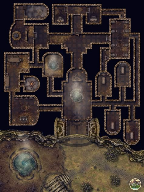 SpringBoil Basin - December 2022 | Master Maps on Patreon Temple Dungeon Map, Dnd Battle Maps Cave, Dnd Cave Map, Temple Battlemap, Dnd Combat, Pokemon Maps, Pathfinder Maps, Fantasy City Map, Dnd World Map